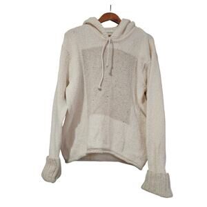 Irelands Eye Silk Wool Blend Sweater Hoodie Cream Size XL